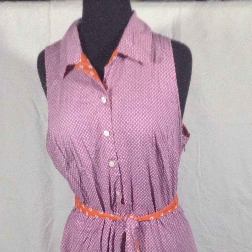 Isaac Mizrahi Purple with Orange trim Shirt dress